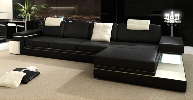 Ecksofa Garnitur Sofa Polster Couch Wohnlandschaft Sitz Eck Textil Leder