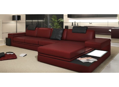 Design Ledersofa Sofa Couch Polster Wohnlandschaft Eck Garnitur Textil