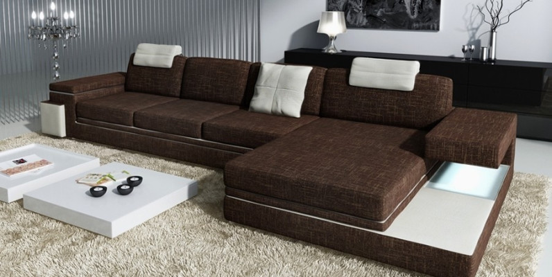 Design Ledersofa Sofa Couch Polster Dekor Wohnlandschaft Eck Garnitur Ecke