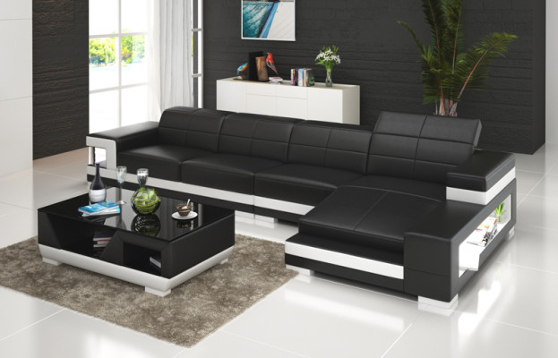 Sofa Ledersofa Couch Wohnlandschaft Eck Modern Ecksofa Design Garnitur