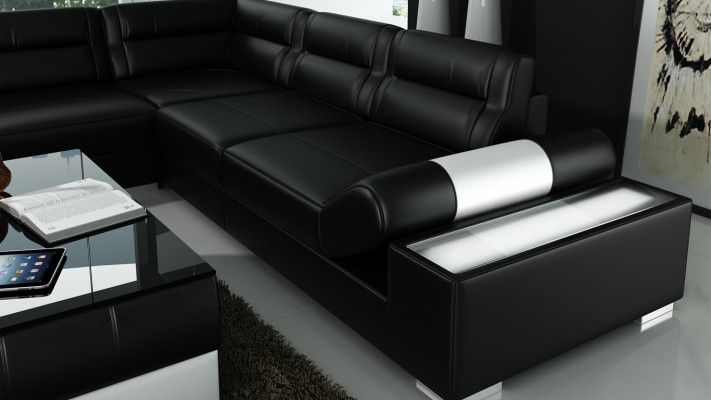 Ledersofa Dekor Sofa Couch Wohnlandschaft Ecksofa Garnitur Design Modern