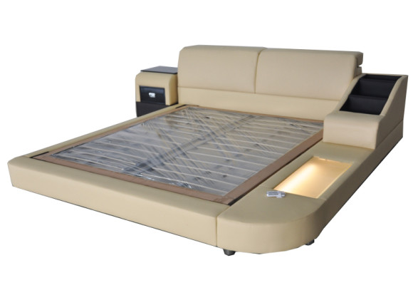 Exclusives Mehrzweck Doppel Betten Hotel Ehe Polster Leder Design Bett Luxus Neu