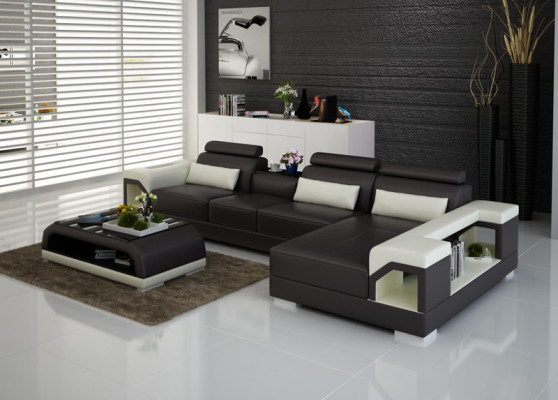 Ledersofa Couch Wohnlandschaft Ecksofa Eck Garnitur Design Modern Sofa G8010C