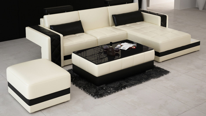  Ledersofa Couch Wohnlandschaft Ecksofa Eck Dekor Garnitur Design Modern