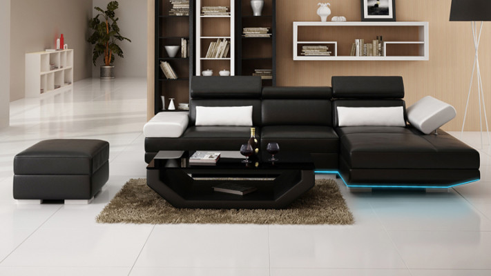 Ledersofa L-Form Couch Wohnlandschaft Dekor Ecksofa Garnitur Modern Design
