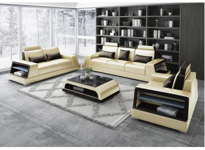 Multifunktions Couch Relax Sofa Leder Polster Dreisitzer Design 3er Neu Couchen