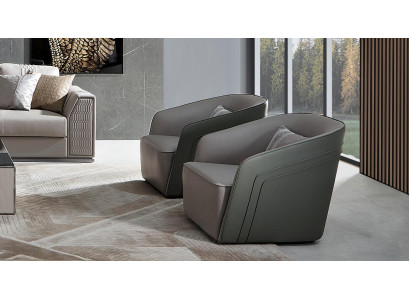 Sessel Club Lounge Lehn Stuhl Polster Sofa 1 Sitzer Fernseh Samt Leder
