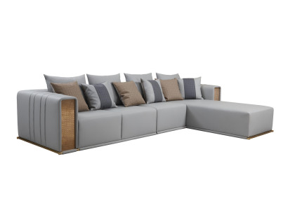Ecksofa Leder L-Form Wohnlandschaft Couch Eckgarnitur Polster Neu Graue Möbel