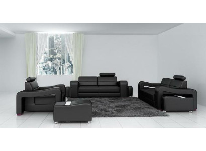 Designer Ledersofa Sofagarnitur Couch Sofa Sitz Polster Garnitur 3+2+1 Set PISA