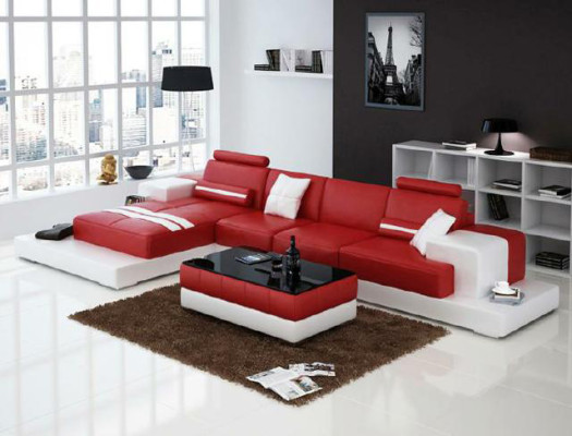 Ledersofa Ecksofa Sofa Couch Design Sitz Polster Garnitur Wohnlandschaft 2725B