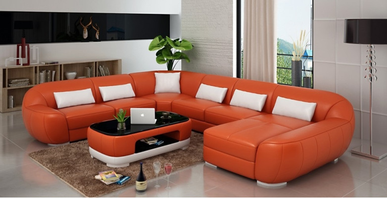 Modernes Ledersofa+ USB,Ecksofa Wohnlandschaft Sitz Polster Couch Garnitur Neu