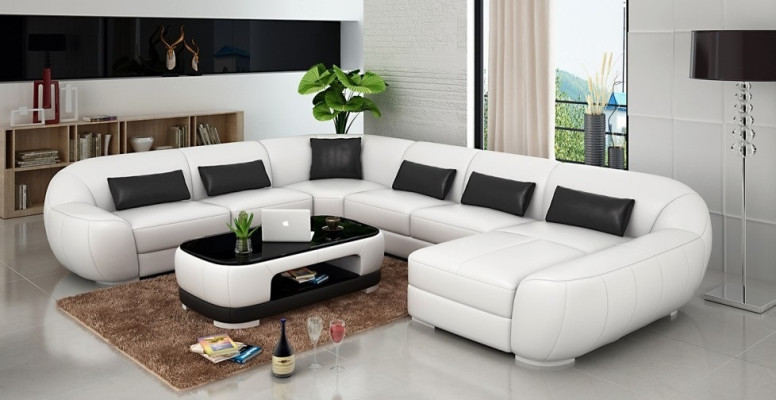 Modernes Ledersofa+USB,Ecksofa Wohnlandschaft Sitz Polster Couch Garnitur Neu