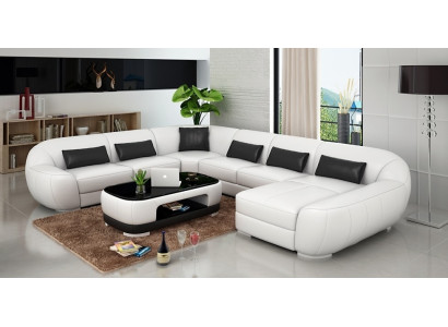 Modernes Ledersofa+USB,Ecksofa Wohnlandschaft Sitz Polster Couch Garnitur Neu