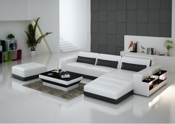 Ledersofa Couch Wohnlandschaft Ecksofa Eck Garnitur Design Modern Sofa G8019E