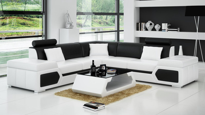 Ledersofa L-Form Couch Wohnlandschaft Ecksofa Garnitur Design Modern Sofa + USB