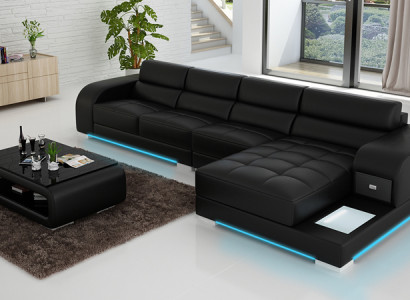 Stilvolles Design Das Schwarze L-förmige Sofa für Raffinesse und Komfort