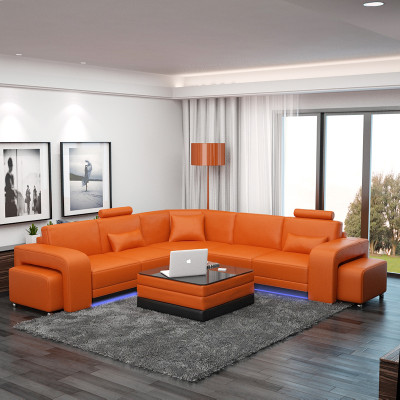 Ledersofa mit USB Wohnlandschaft Ecksofa Eck Garnitur Design Modern Sofa F3017B