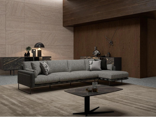 Textil Polstermöbel Designer Ecksofa L-Form Luxus Couchtisch Wohnzimmer