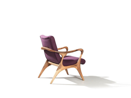 Design Sitzmöbel Lila Sessel Couch Sitz Wohnzimmer Holz Modern Polster Textil