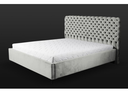 Graues Chesterfield-Bett Klassisches Schlafzimmermöbel-Design Eleganter Stoff