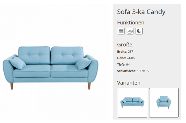 3 Sitzer Schlafcouch Schlafsofa Bettfunktion Büro Wohnzimmer Couch Sofa