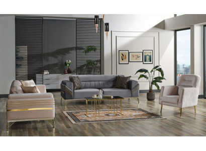 Exklusives Sofagarnitur set 3+3+1 3tlg 2x Sofa Sessel Relax Luxuriöses set