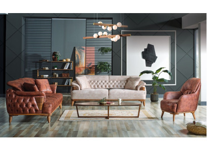 Klassisch Sofagarnitur 3+3+1 Sitzer Chesterfield Relax Sessel Möbel Sofa Neu