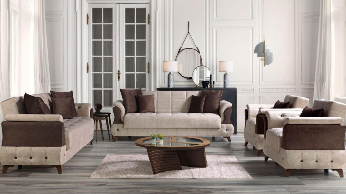 Modern Sofagarnitur Sessel Textil Sofa Luxus Komplett Luxus 3+2+1+1 Sitzer