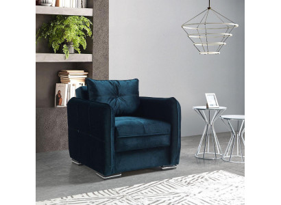 Design Sitzer Luxus Sessel Relax Textil Blau Farbe Sessel Club Lounge Modern