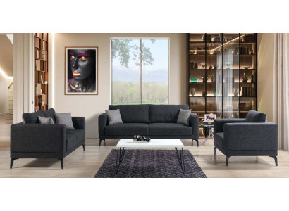 Sofagarnitur 3+2+1 Sitzer Textil Modern Komplett Sessel Sofa Luxus Möbel