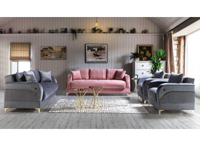Sofagarnitur 3+3+1+1 Sitzer Textil Modern Komplett Sessel Sofa 3 Sitzer Luxus