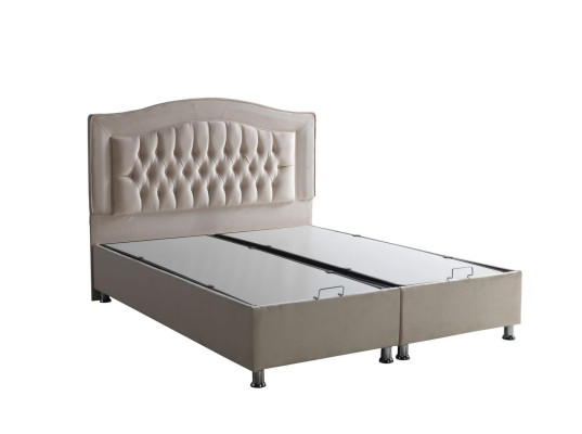 Bett Design Betten Luxus Beige Polster Schlafzimmer Möbel Silber Chesterfield