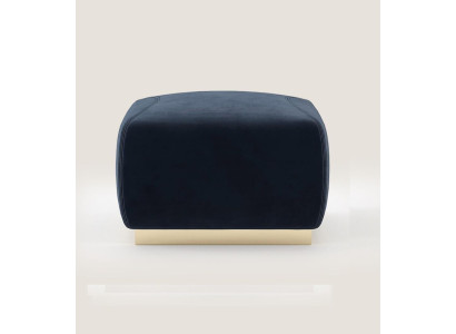 Designer Luxus Blauer Hocker Mit Edelstahlrand Polster Textil Möbel Neu