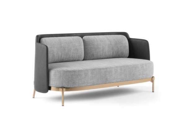 Designer Grauer 2-Sitzer Luxus Wohnzimmer Polster Couch Textil Möbel