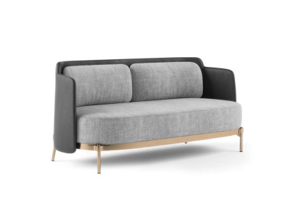 Designer Grauer 2-Sitzer Luxus Wohnzimmer Polster Couch Textil Möbel
