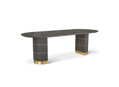 Grauer Designer Esstisch Esszimmer Möbel Mit Metallfüßen Holzgestell Tisch