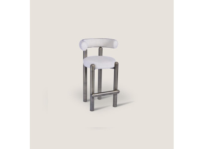 Designer Weißer Barhocker Mit Edelstahlfüßen Luxus Einsitzer Bar Möbel