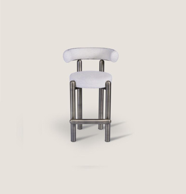 Designer Weißer Barhocker Mit Edelstahlfüßen Luxus Einsitzer Bar Möbel