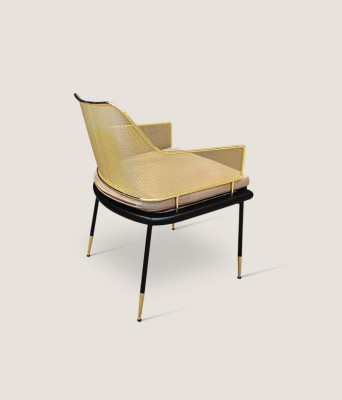 Luxuriöser Einsitzer Designer Sessel mit Edelstahl Elementen Neue Stühle