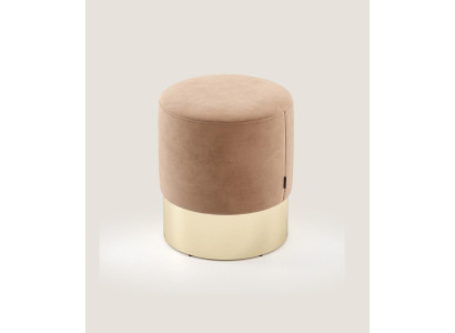 Beiger Fußhocker Designer Pouf Beistellhocker Polster Sitzmöbel Textil