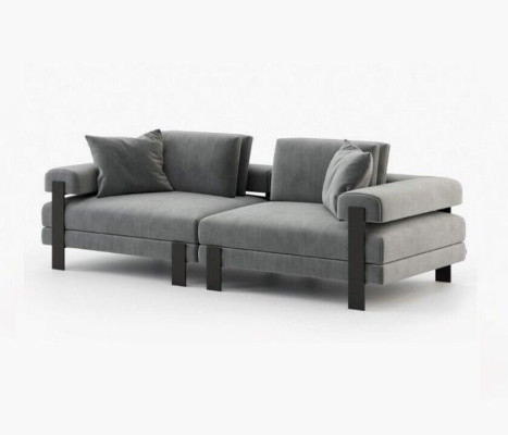 Luxus 2 Sitzer Couch Italienischer Stil Sofa Polyester Grau Wohnzimmer