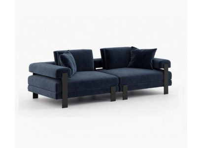 Sofa 2 Sitzer Polstersofa Blau Textill Design Modern Couch Sofas Luxus