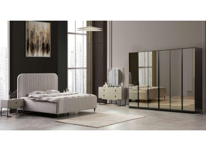 Bett 2x Nachttische Schlafzimmer Set Design Modern Luxus Set 5 tlg.