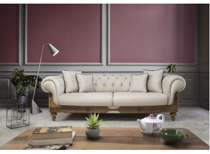 Braun-Weißes Chesterfield Sofa Designer Wohnzimmer Couch Sitzmöbel Neu