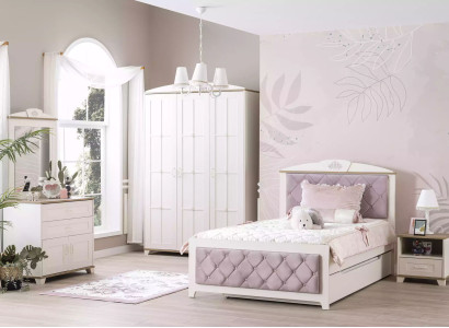 Chesterfield Funktionsbett Ausziehbares Kinderbett Bett 120 Holz Rosa