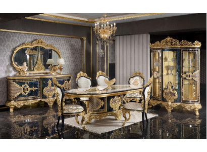 Schwarz-Goldenes Esszimmer Set Essgarnitur Holz Möbel Esstisch 5tlg Neu