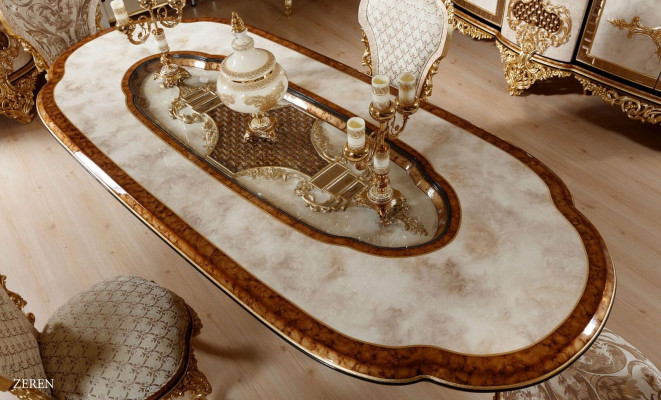 Luxus Weiße Klassisches Esszimmer Garnitur Esstisch 6x Stühle Kommode