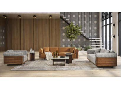 Couchgarnitur Sofagarnitur Komplette Polstersofa Braun Stoff Stoffsofa