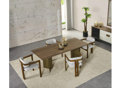 Garnitur Esstisch Essecke Essgruppe Set 7tlg Esszimmer Braun Holz