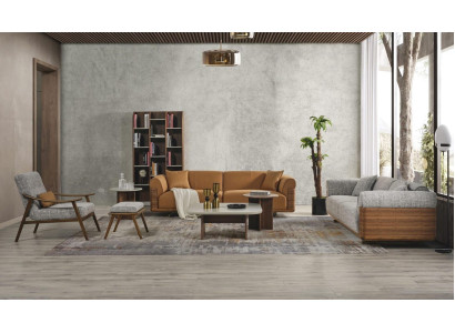 Polstersofa Couchgarnitur Sofagarnitur Komplette Braun Stoff Stoffsofa